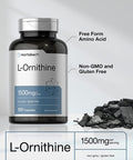 L-Ornithine 1500mg | 120 Capsules | Non-GMO & Gluten Free Supplement | Free Form L-Ornithine | by Horbaach