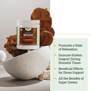 #1 Green Superfood with 1000 mg Mushrooms | 100% USDA Organic Non-GMO Vegan Supplement | 20+ Whole Foods (Spirulina, Wheat Grass, Barley) (Focus, 30 Servings) (Reishi + Shaker Bottle)