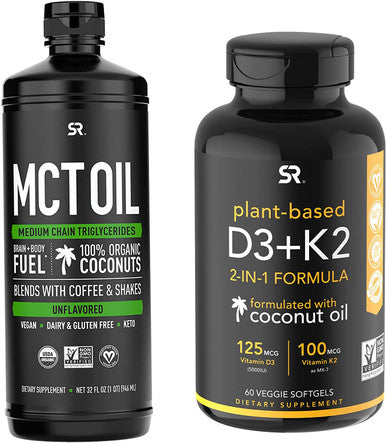 Sports Research Vitamin D3K2 5000Iu 60Ct Mct Oil C8 C10 C12 32Oz Bundle