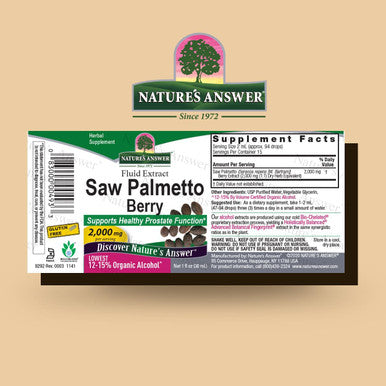 Nature'S Answer Saw Palmetto Berry Extract Herbal Supplement with Organic Alcohol 1-Fluid Ounce | Supports Prostate Health | Minimize Hair Loss | Maintains Healthy Bladder