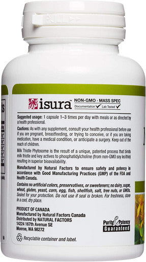 HerbalFactors by Natural Factors Milk Thistle Phytosome Promotes Healthy Liver Function with Dandelion and Turmeric 90 capsules 90 servings