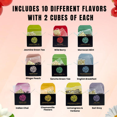 Ceremonie Variety Pack Gourmet Tea Sampler by Tea. A Collection of 10 Different Assorted Single Serve Flavors Set of 2 each Petite Mini Cube Tea Bags.20 total silk cubes (Pack of 20)