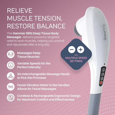 Deep Tissue Body Massager - Hammer Nrg - Relieve Stress, Stiff And Sore Muscles Lumina Nrg