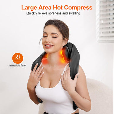 Neck Massager, Cordless Deep Tissue 6D [Noiseless Long Life] Hand Kneading Shoulder Massager With Heat, Portable Shiatsu Electric Massager For Relax Muscles Home & Office & Car Use