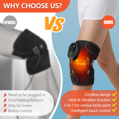 Edifolly Knee Massager With Heat And Vibration Massage For Pain Heating Pad For Knee Heated Knee Wrap Portable 2 Pack