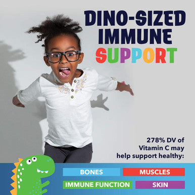 KAL Vitamin C-Rex Kids' Gummies, Vitamin C Gummies for Kids, Healthy Immune, Bone, Muscle & Skin Support Vitamin C Gummy, Vegan, Gluten , 60 Day , 30 Servings, 60 Gummies