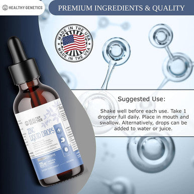 Liquid Zinc Drops For Kids, Men And Women Organic Ionic Zinc Sulfate Immunity, Mood, Brain Thyroid 30 Day Supply2 Oz