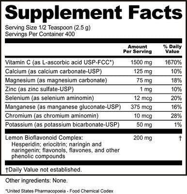 Nutribiotic - Ascorbate Bio-C 16 Oz Effervescent Vitamin C Powder With Lemon Bioflavonoids & Minerals Calcium Magnesium Zinc Selenium & More Bioavailable Antioxidant & Collagen Support Vegan