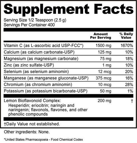 NutriBiotic Ascorbate BioC Effervescent Vitamin C Powder With Lemon Bioflavonoids and Minerals Calcium Magnesium Zinc Selenium and More Bioavailable Antioxidant and Collagen Support Vegan 16 Oz