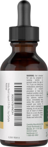 Carlyle Holy Basil Extract Liquid | 2 Fl Oz | Tulsi Herb Tincture | Vegetarian | Non-GMO Gluten Supplement