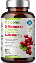 Biophix D-Mannose With Cranberry And Probiotics, D Mannose 1000Mg Capsules Serving - 120 Vcaps - Support Urinary Tract Health For Women And Men, Bladder Health And Digestive Well Being