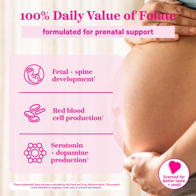 Pink Stork Folate: Methyl Folate - MTHFR Acid Natural Form of Folic Acid for Pregnancy Formulated for Mom + Baby Women-Owned 60 Capsules (Packaging May Vary)