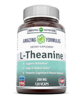 Amazing Nutrition L-Theanine Dietary Supplement * 200 Mg Pure Veggie Capules * Promotes Relaxation And Stress Reduction * All-Natural Stress Relief Relaxer * Sedative Free * 120 Vegetarian Caps