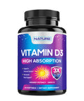 Built Nature Vitamin D3 High Potency 5000 Iu (125 Mcg), Bone, Teeth, Muscle & Immune Health Support, Non-Gmo, Gluten-Free, 2 Month Supply In Rapid-Release High Absorption Vitamin D, Easy To Swallow, 60 Softgels