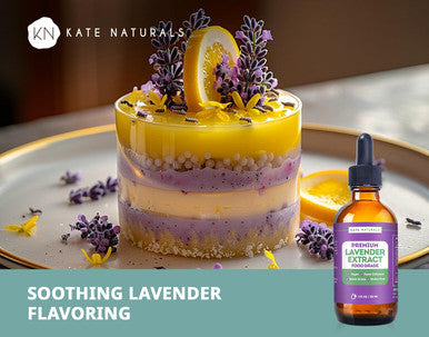 Kate Naturals Lavender Extract For Baking Drinks Coffee Lattes. Food Grade Lavender Oil For Flavoring & Cooking (1Oz Sugar )