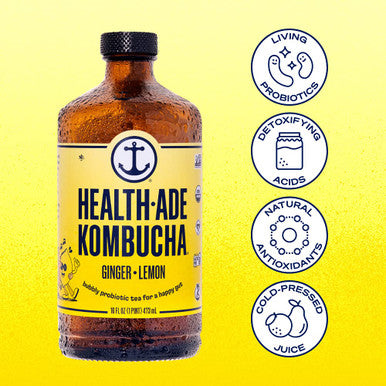 Health-Ade Kombucha Organic Lemon Ginger 16 Fl Oz