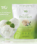 TRU Supplements Plant Based Protein Powder BCAA EAA 20g Vegan Brown Rice & Pea Protein 100 Calories 27 Vitamins No Artificial Flavors 25 Servings (Vanilla)