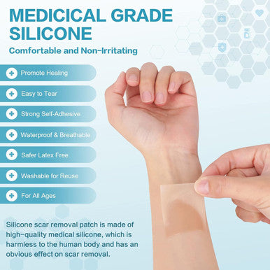 Silicone Scar Sheets (1.6 X120 Roll-3M), 1 Roll Medical Grade Washable Silicone Scar Tape, Reusable Scar Removal Sheets For C-Section, Surgery, Burn, Keloid, Acne