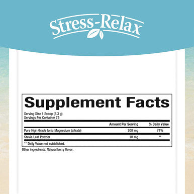 StressRelax Magnesium Citrate Drink Mix by Natural Factors Restores Normal Levels of Magnesium Balances Calcium Intake NonGMO Berry Flavor 8.8 oz 75 servings