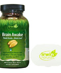 Irwin Naturals Brain Awake Focus Energy Booster Supplement With Mct Oil - 60 Liquid Soft-Gels Bundle Pill Case