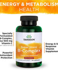 Swanson Vitamin B-Complex w/Vitamin C - Natural Supplement Promoting Stress Relief Energy Support & Aiding Immune Health - May Support Metabolism & Nervous Health - (100 Capsules)