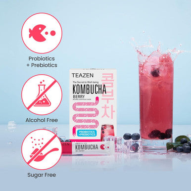 Teazen Kombucha Berry Flavor Variety Pack Berry Drink Mix 10 Sticks & 30 Sticks (40 Sticks)