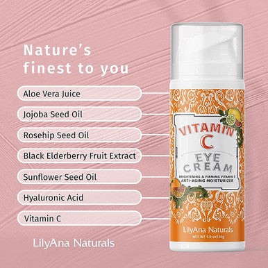 LilyAna Naturals C Plus Vitamin C Eye Cream 1 Oz and Vitamin C Serum 1 Oz Bundle AntiAging Cream for your Eyes and Face Serum with Hyaluronic Acid and Vitamin E Reduces Age Spots and Sun Damage