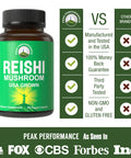 Reishi Mushroom Capsules | Usa Grown Made With Reishi Mushroom Supplement In Vegan Capsules | Support Brain, Energy, And Immune