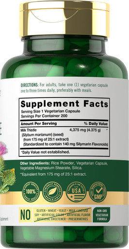 Carlyle Milk Thistle Supplement | 4375Mg | 200 Capsules | High Potency Extract | Vegetarian, Non-Gmo, Gluten Free