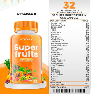 Super Fruit And Vegetable Supplements Organic Whole Superfood Vitamins & Minerals 90 Veggie And 90 Fruit Capsules For Women, Men, And Kids - Soy Made In The Usa
