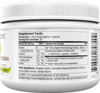 Biome Breakthrough Repair Powder - Vegetarian Vanilla - Contains Probiotics for Men and Women - Gas & Bloating Relief - GI Revive - Improves Gut Health - 30 Servings - 150g