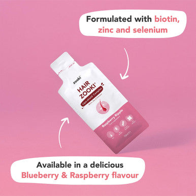 HairZookiÃƒâ€šÃ‚Â® High Strength Biotin Zinc & Selenium Wrapped in Lipids for Maximum Absorption | Alcohol Free Vegan Soy Free Natural Ingredients | Support Hair Skin & Nail (Raspberry 30 Servings)
