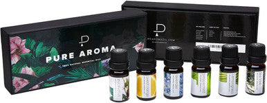Essential oils by PURE AROMA 100% Pure Therapeutic Grade Oils kit- Top 6 Aromatherapy Oils Gift Set-6 Pack, 10ML(Eucalyptus, Lavender, Lemon grass, Orange, Peppermint, Tea Tree)