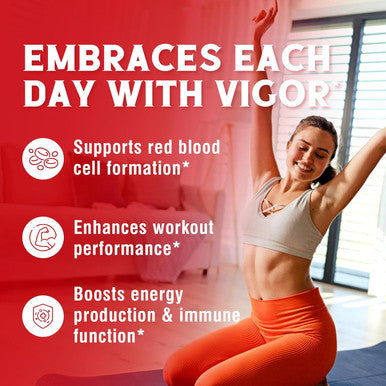 Iron Supplement For Women & Men, With Vitamins C, B6, B12 & Folate For Iron Deficiency, Blood Building & Energy Support, Stomach Friendly, Better Absorption, Non-Gmo, No Gluten, 60 Vegan Caps