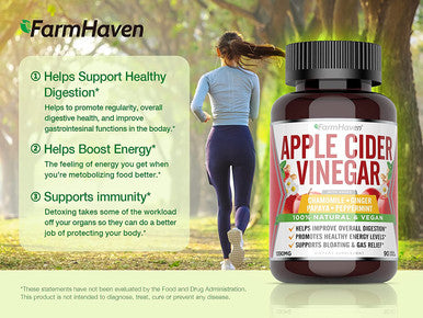 FarmHaven Apple Cider Vinegar Capsules with Mother ACV Capsules with Mother 1390MG Apple Cider Vinegar Pills with Ginger Apple Vinegar Pills for Digestion Healthy Vinegar Tablets with Mother