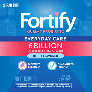 Nature's Way Fortify Probiotic Gummies, 6 Billion, Color12, Berry Flavored, 60 Count