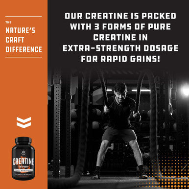 Natures Craft High Strength Tri Phase Creatine Pills - Muscle Mass Gainer and Muscle Recovery Creatine HCL Pyruvate and Creatine Monohydrate Pills - Optimal Muscle Builder Creatine Supplement for Men and Women