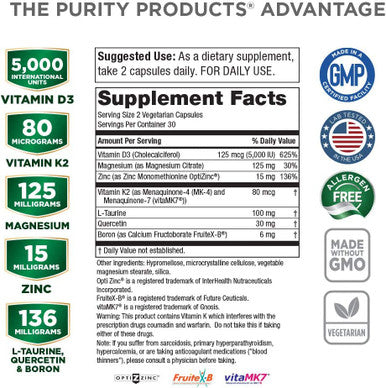 Dr. Cannells Advanced Vitamin D Mens Formula by Purity Products Packed with Vitamin D Vitamin K2 Zinc Magnesium Citrate Boron and Taurine 60 Vegetarian Capsules