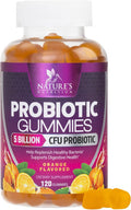 Nature'S Nutrition Probiotic Gummies for Digestive Health Daily Probiotics for Women & Men 5 Billion CFUs Nature's Pro Biotics Gummy for Immune Support Digestive Nutritional Supplements Orange Flavor - 120 Gummies