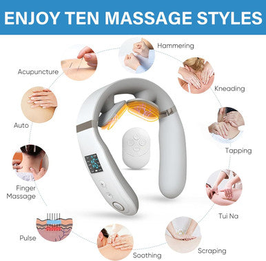 Intelligent Neck Massager For Pain Relief Deep Tissue, Electric Pulse Neck Massager With Heat,Portable Deep Tissue Neck Massager For Women Men Gifts