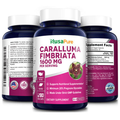 NusaPure Caralluma Fimbriata 1600mg - 180 Veggie Capsules (Non-GMO & )