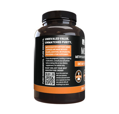 PURE ORIGINAL INGREDIENTS Msm (365 Capsules) No Magnesium Or Rice Fillers, Always Pure, Lab Verified