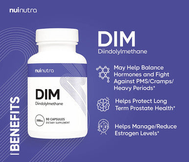 DIM Supplement 300mg + BioPerine Ãƒâ€šÃ‚Â® | Hormone Support & Estrogen Balance | 90 Capsules - Nui Nutra Pure DIM Supplement (Diindolylmethane) - Vegan, Gluten Free, Non-GMO, Lab Tested