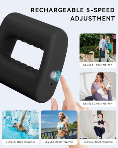 Handheld Massager Gun Deep Tissue, Cordless Mini Massage With Belt, Fat Burning Workouts, Adjustable Vibration Massage 5 Speed Levels, Stress Relief, Black