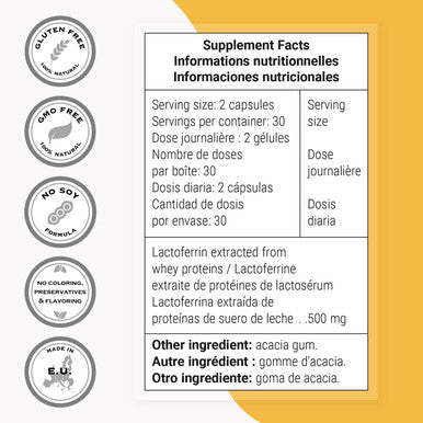 Supersmart Lactoferrin 500 mg Per Day Immune System Booster Antioxidant Supplement The Most Active Ingredients in Colostrum NonGMO Gluten Free 60 Vegetarian Capsules