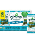 Gimme Seaweed Organic Premium Roasted Seaweed Snacks Sea Salt 6 Count Keto Vegan GlutenFree Great Source of Omega3s and Iodine Healthy OnTheGo Snack for Kids and Adults