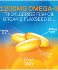 TheraTears 1200mg Omega 3 Supplement for Eye Nutrition Organic Flaxseed Triglyceride Fish Oil and Vitamin E 180 Count