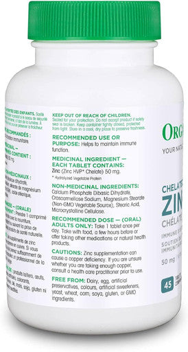 Organika Chelated Zinc 45 Tabs