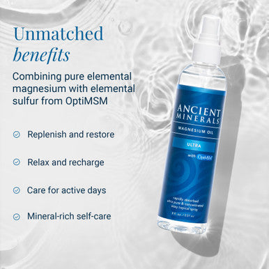 Ancient Minerals Magnesium Oil Ultra With OptiMSM 33.8 Oz