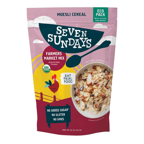 Seven Sundays Muesli Cereal, Classic Bircher Apple Cinnamon Almond, 32 Oz Bag (Pack of 4), Gluten Free, 0g Added Sugar, Enjoy Warm, Cool or as Overnight Oats